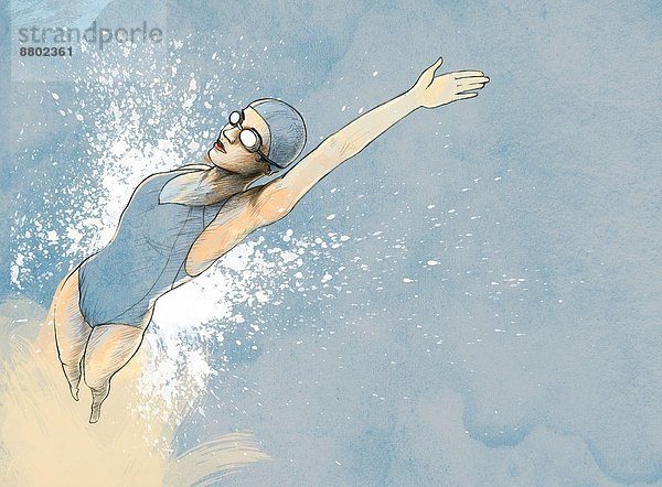 Frau ,Fotografie ,rückwärts ,schwimmen