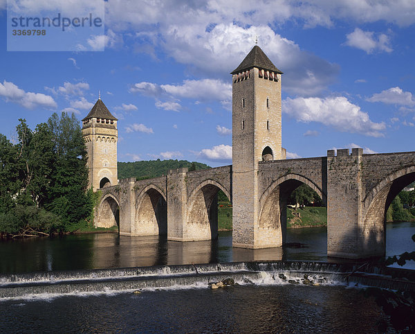 Pont Valentre und Fluss Lot,  Cahors,  Lot,  Midi-Pyrenees,  Frankreich