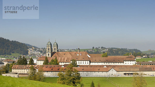 Einsiedeln - Detailansicht der Klosterkirche - Kanton Schwyz,  Schweiz,  Europa.