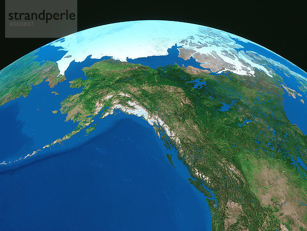 die Arktis mit Krümmung des Bildes Erde/nDigital
