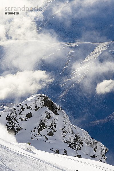 Berg , Snowboarding , Snowboardfahrer , drehen , Gesichtspuder , tief , Neuseeland , Queenstown