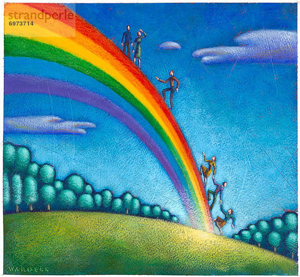 Mensch , Menschen , Illustration , klettern , Regenbogen