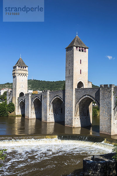 Mittelalter , Frankreich , Europa , reifer Erwachsene,  reife Erwachsene , Überprüfung , Reise , Architektur , Geschichte , Turm , Brücke , Eingang , Wasserfall , Cahors