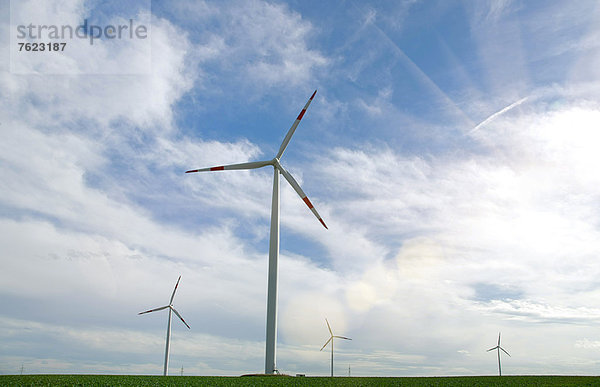 Windkraftanlagen in ländlicher Landschaft