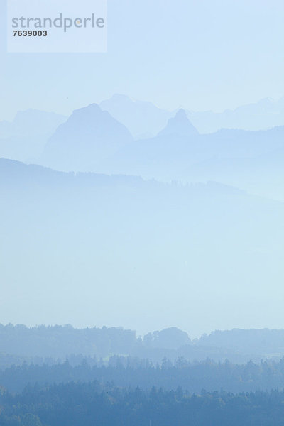 Panorama, Europa, Berg, Konzept, Silhouette, Dunst, Wald, Stimmung, Nebel, Holz, Alpen, Herbst, blau, Ansicht, Schweiz, Zürich, Bergpanorama, Nebelfelder, Zentralschweiz
