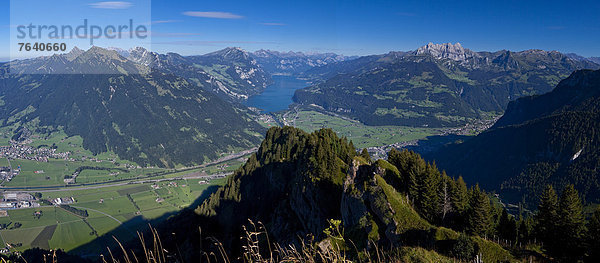Panorama, Europa, Berg, See, Schweiz, Walensee