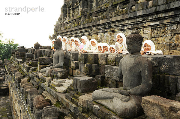 Kopftuch , Mädchen , Asien , Borobudur , Buddhismus , Indonesien , Java