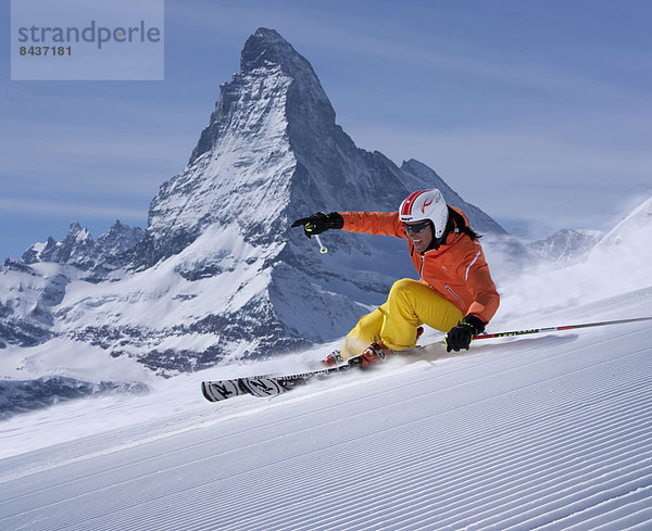Frau, Berg, Winter, schnitzen, Matterhorn, Skisport, Ski, Wintersport