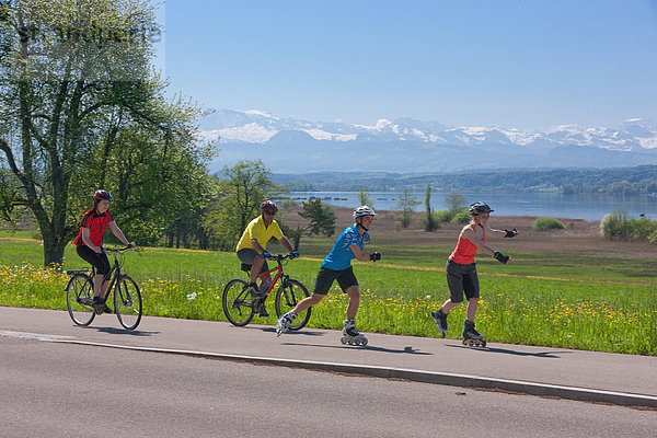 Freizeit, Frau, Berg, Mann, Abenteuer, Fahrrad, Rad, See, Alpen, Alpinsport, Sport, Fahrrad fahren