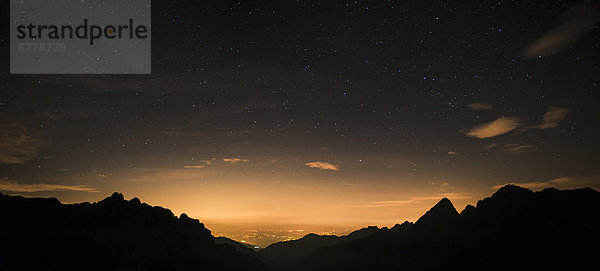 Panorama , sternförmig , Europa , Berg , Nacht , Silhouette , Himmel , Ansicht , Lago Maggiore , Italien
