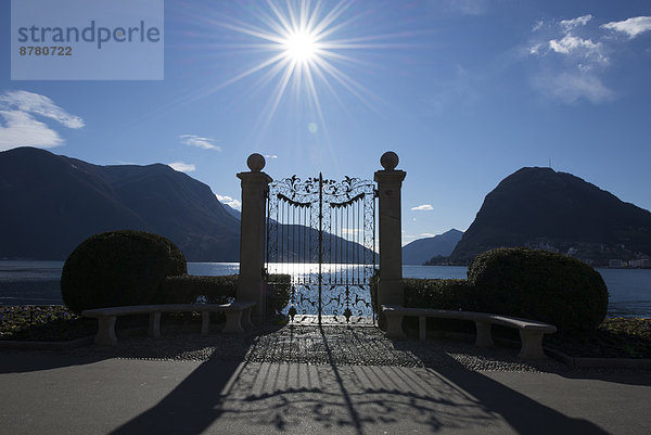 Gegenlicht , Sonnenstrahl , Europa , Berg , See , Eingang , Lugano , Schweiz