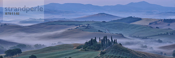 Panorama , Europa , Morgen , Landschaft , niemand , Nebel , Italienisch , Italien , Toskana