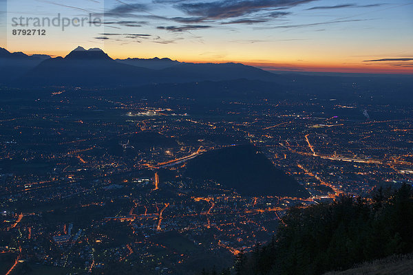 Panorama , Berg , Sonnenuntergang , Stadt , Großstadt , Österreich , Stimmung , Salzburg