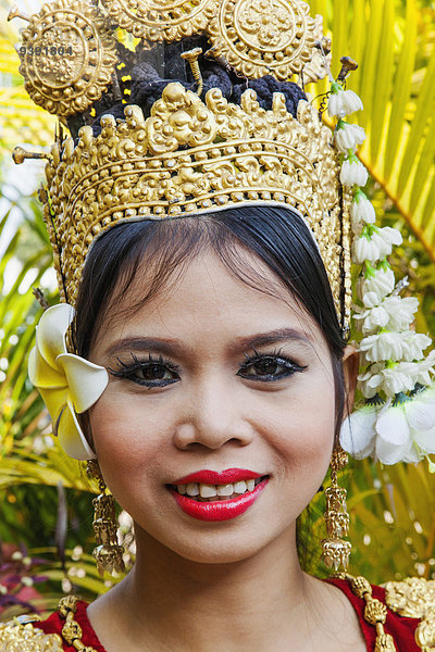 Portrait, Frau, Tänzer, Kostüm - Faschingskostüm, Mädchen, Kambodscha, Asien, Verkleidung, Siem Reap