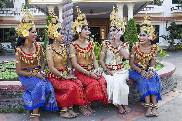 Portrait, Frau, Tänzer, Kostüm - Faschingskostüm, Mädchen, Kambodscha, Asien, Verkleidung, Siem Reap