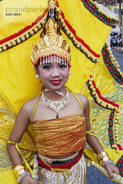 Blume, fließen, Mädchen, Festival, Asien, Chiang Mai, Parade, Thailand