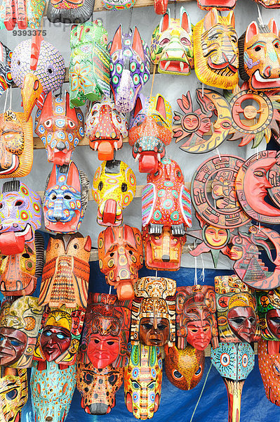 bunt, Holz, Indianer, Mittelamerika, Maske, Guatemala, Markt