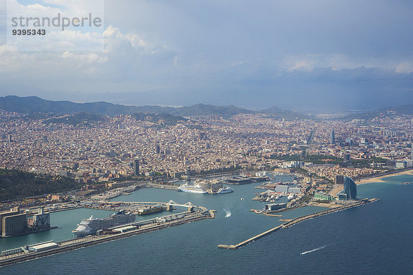 Panorama, Hafen, Großstadt, Fernsehantenne, Barcelona, Katalonien, Spanien