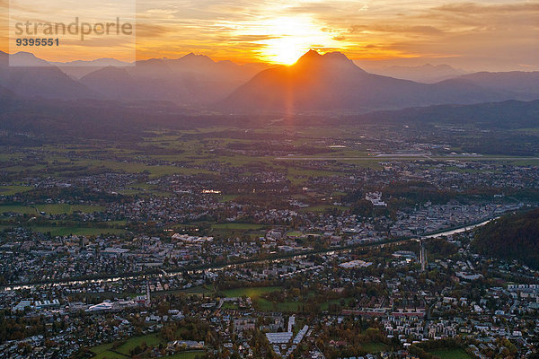 Panorama, Sonnenuntergang, Stadt, Großstadt, Österreich, Stimmung, Salzburg