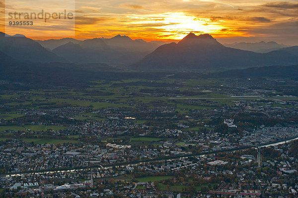 Panorama, Sonnenuntergang, Stadt, Großstadt, Österreich, Stimmung, Salzburg