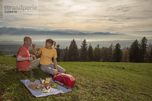 Freizeit, Frau, Berg, Mann, Sport, Lebensmittel, gehen, Picknick, Abenteuer, wandern, Ansicht, Kanton Zürich