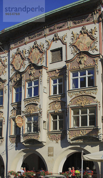 Prachtvolle Fassade,  Kernhaus,  Wasserburg am Inn,  Bayern. Deutschland