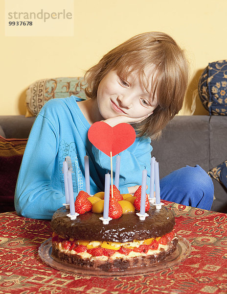 blond, sehen, Junge - Person, Geburtstag, Kuchen, Haar