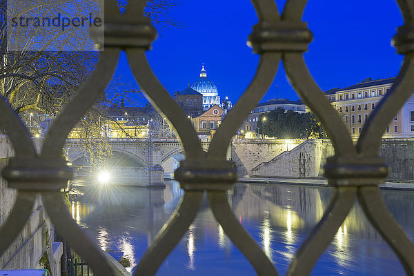 hinter, Rom, Hauptstadt, Fluss, blau, Zaun, Tiber, Basilika, Stunde, Italien