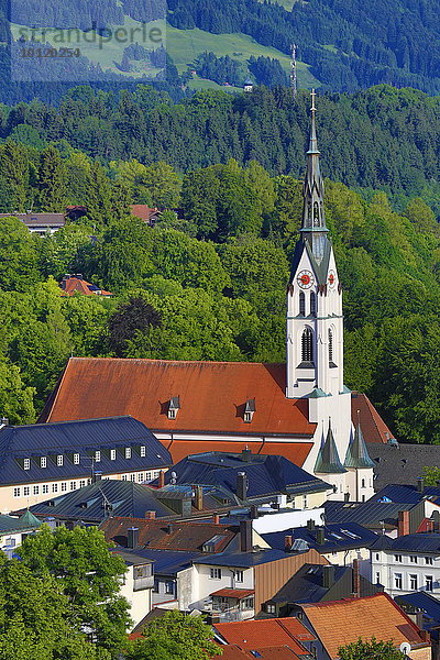 Ausblick vom Kalvarienberg,  Bad Tölz,  Oberbayern,  Bayern,  Deutschland,  Europa
