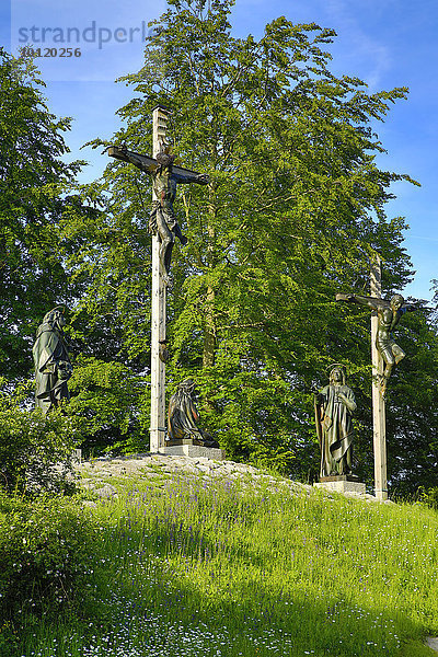 Kreuzigungsgruppe auf dem Kalvarienberg,  Bad Tölz,  Oberbayern,  Bayern,  Deutschland,  Europa