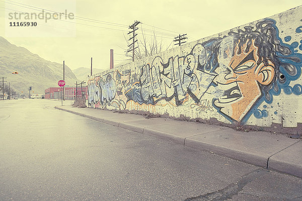 Graffiti-Wand in der Nähe der Wet Street,  Detroit,  Michigan,  Vereinigte Staaten