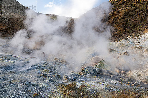 Heiße Quellen und Schlammtöpfe bei Krysuvik,  Seltun,  Halbinsel Reykjanes,  Südwestisland.