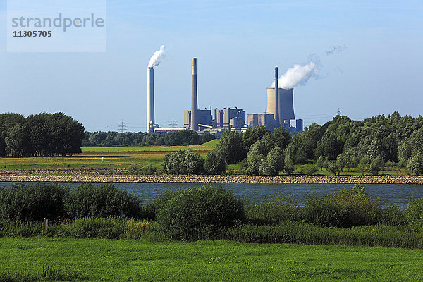 Rheinkulisse und Kohlekraftwerk Voerde,  Niederrhein,  Nordrhein-Westfalen