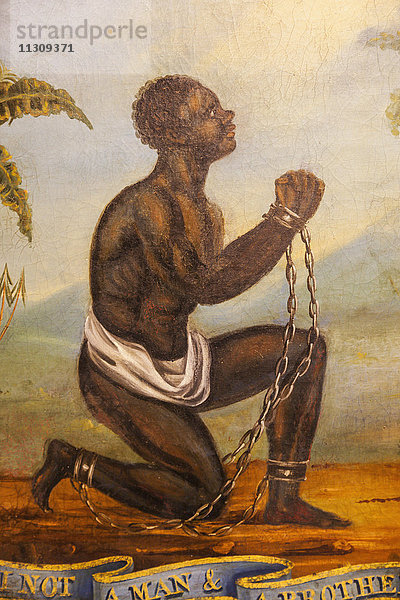 England,  East Yorkshire,  Kingston upon Hull,  William Willberforce Museum,  Gemälde eines afrikanischen Sklaven mit dem Titel Bin ich nicht ein Mann und ein Bruder .