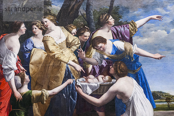 England,  London,  Trafalgar Square,  National Gallery,  Gemälde Die Auffindung des Moses von Orazio Gentileschi,  datiert 1630