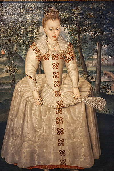England,  London,  Greenwich,  The Queen's House,  Porträt von Prinzessin Elizabeth (Elizabeth von Böhmen) von Robert Peake dem Älteren,  datiert 1603