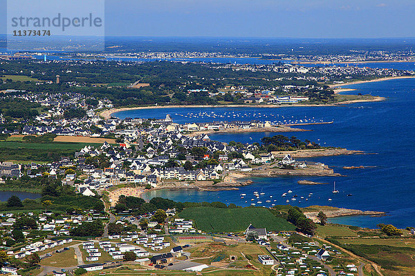 Frankreich,  Bretagne,  Morbihan. Luftaufnahme. Pointe du Talus. Larmor-Plage.