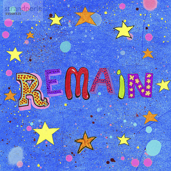Wort 'Remain' umgeben von bunten EU-Sternen
