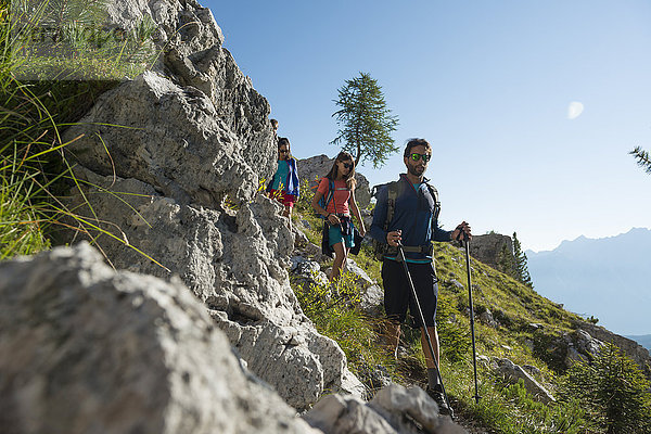 Italien,  Freunde Trekking in den Dolomiten