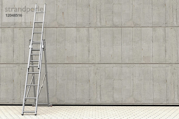 Digitale Illustration einer tragbaren Leiter an einer Betonwand