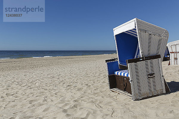 Germany,  North Frisia,  Sylt,  Hooded beach chair at Rantum beach