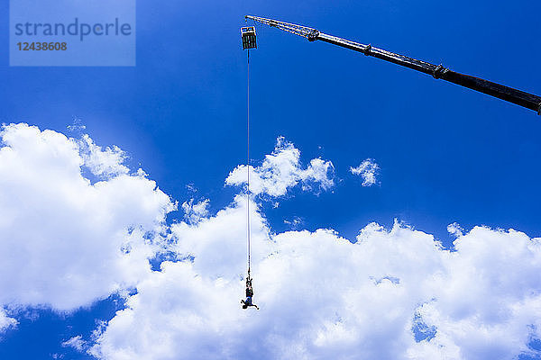 Greece,  Crete,  Bungee Jumping,  man jumping bungee in front of clouds