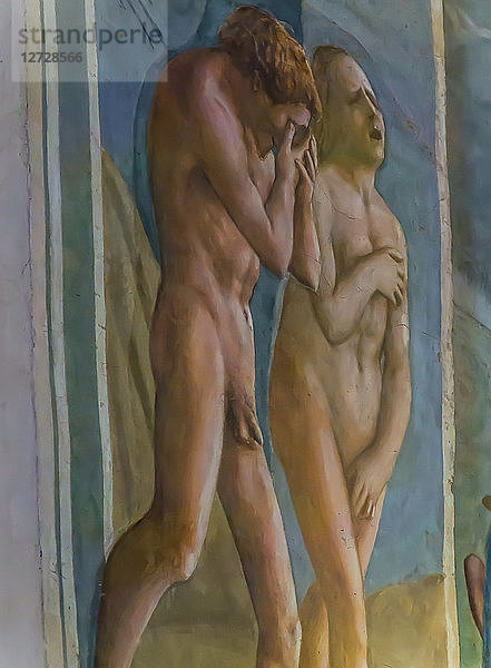 Italien,  Toskana,  Florenz,  Kirche Santa Maria del Carmine,  Capella Brancacci,  Masaccios Fresko Die Vertreibung