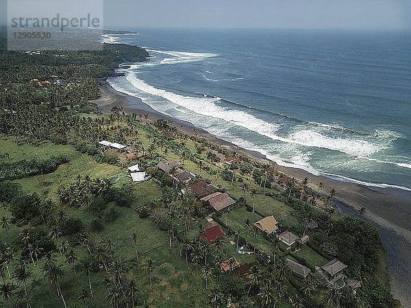 Indonesia,  Bali,  Aerial view of Balian beach