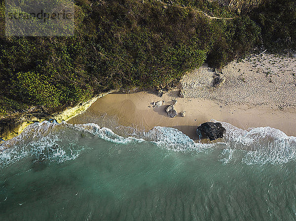 Indonesia,  Bali,  Aerial view of Pandawa beach
