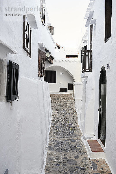 Spain,  Menorca,  Binibequer,  view at alley