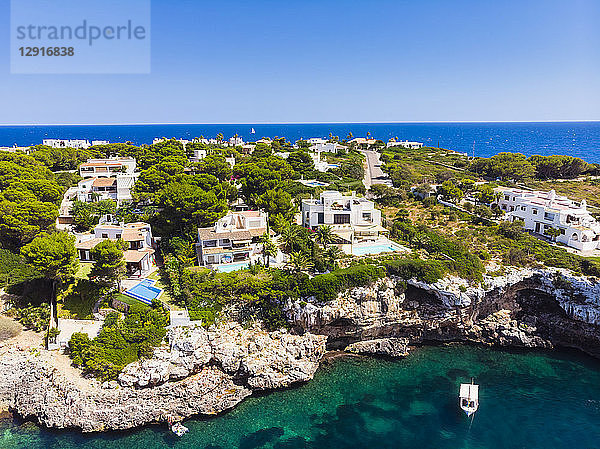 Spain,  Mallorca,  Portocolom,  Punta de ses Crestes,  Bay of Portocolom,  Luxus villas