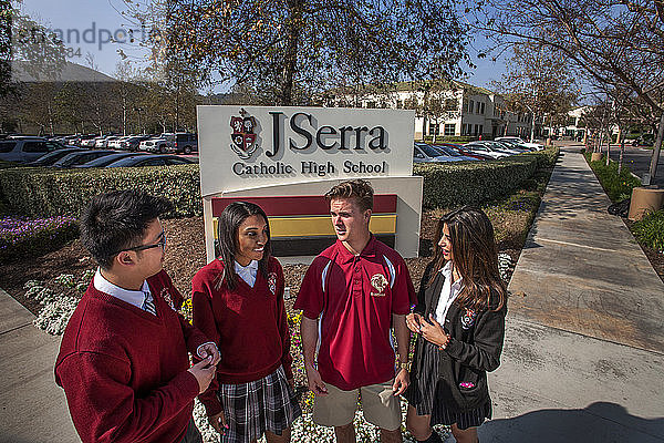 Catholic High School Students Socializing