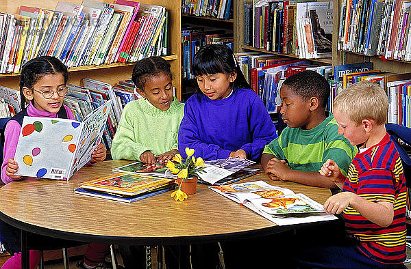 First Grade Students Reading