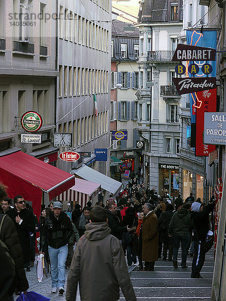 Busy Street in Lausanne,  Switzerland